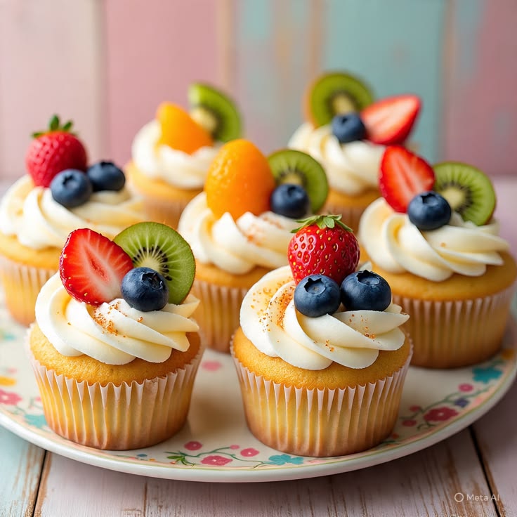 cupcake vani mix trái cây
